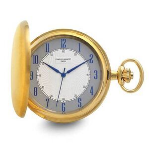 Charles Hubert Satin IP-plated Stainless White Dial Pocket Watch